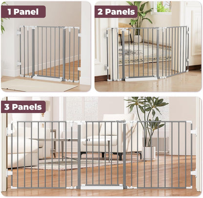 29.4-78" Extra Wide Baby Gate, Long Dog Gates Indoor for Doorways Stairs, Essential Large Safety Gate for Child Toddler with Anti-Trip Pedal, Adjustable Pet Gate, 28" Tall 3 Metal Panels Black