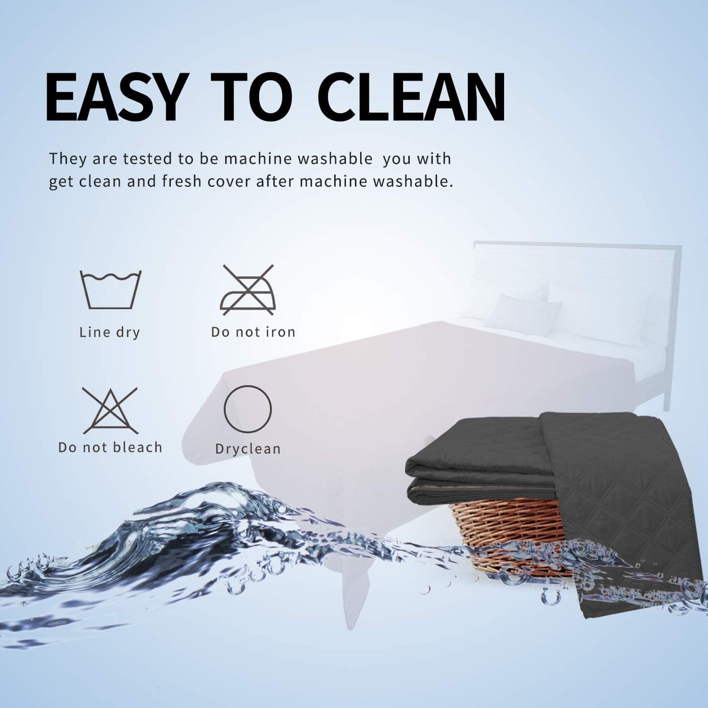 Easy-Going 100% Waterproof Dog Bed Cover, Non-Slip Pet Blanket for Furniture, Washable Couch Cover, Repleasement Sofa Cover (68x82 in,Gray)