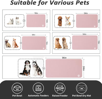 HotLive Dog Food Mat - Absorbent Cat Mat for Food and Water, No Stains Pet Feeding Bowl Mat, Easy to Clean Pet Placemats, Quick Dry Dog Water Dispenser Mat for Messy Drinkers | Paw Dark Grey 12"x 19"
