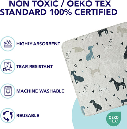 PUPIBOO Washable Pee Pads for Dogs and Cats - Super Absorbent Reusable Puppy Training Pads - 100% Waterproof, Leak-Proof & Non-Slip Whelping Pads for Pet Housebreaking