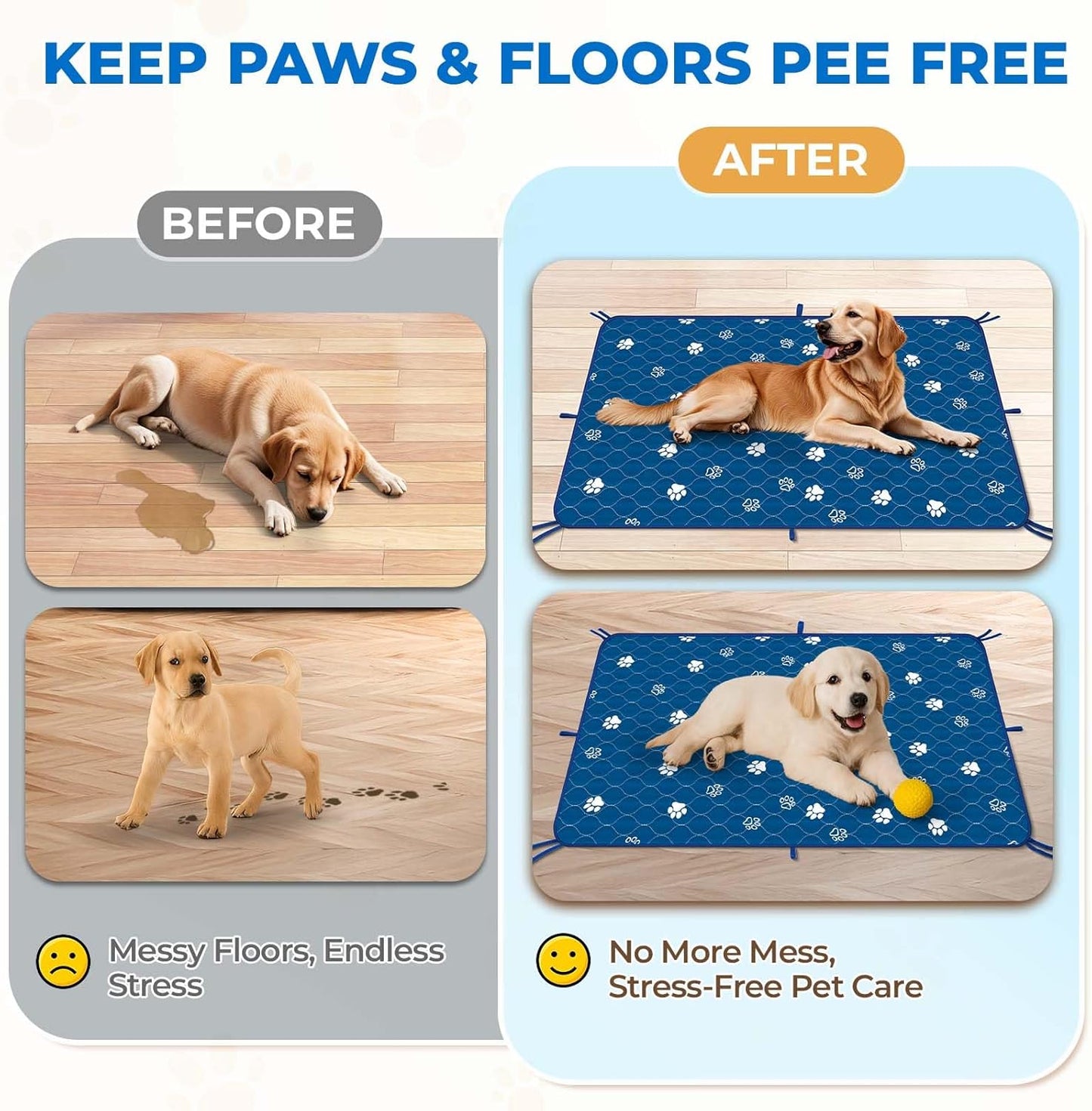 Fostanfly Washable Pee Pads for Dogs, 2 Pack Large 36"x41" Ultra-Absorbent and Leak-Proof Non-Slip Reusable Potty Training Pads for Dogs, Cats, Puppy, Potty Training of Add 8 Lanyards