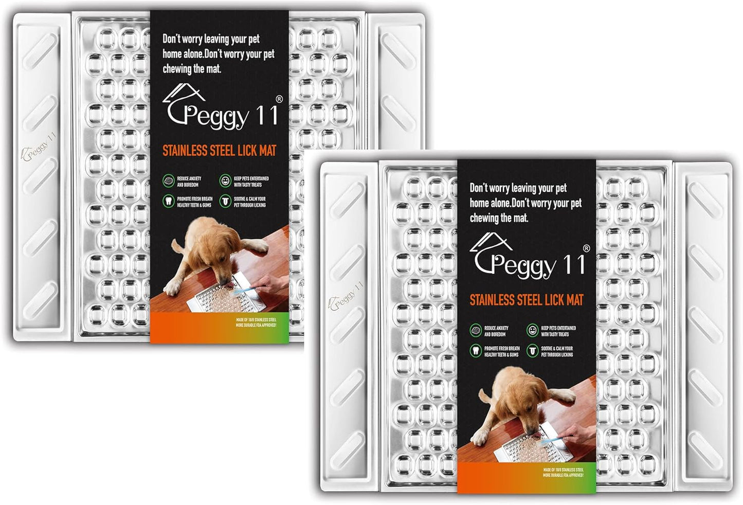 PEGGY11 Durable Stainless Steel Lick Pad for Cats & Dogs | Strong Suction Cups | Anxiety Relief & Slow Feeder | Dishwasher Safe - Single