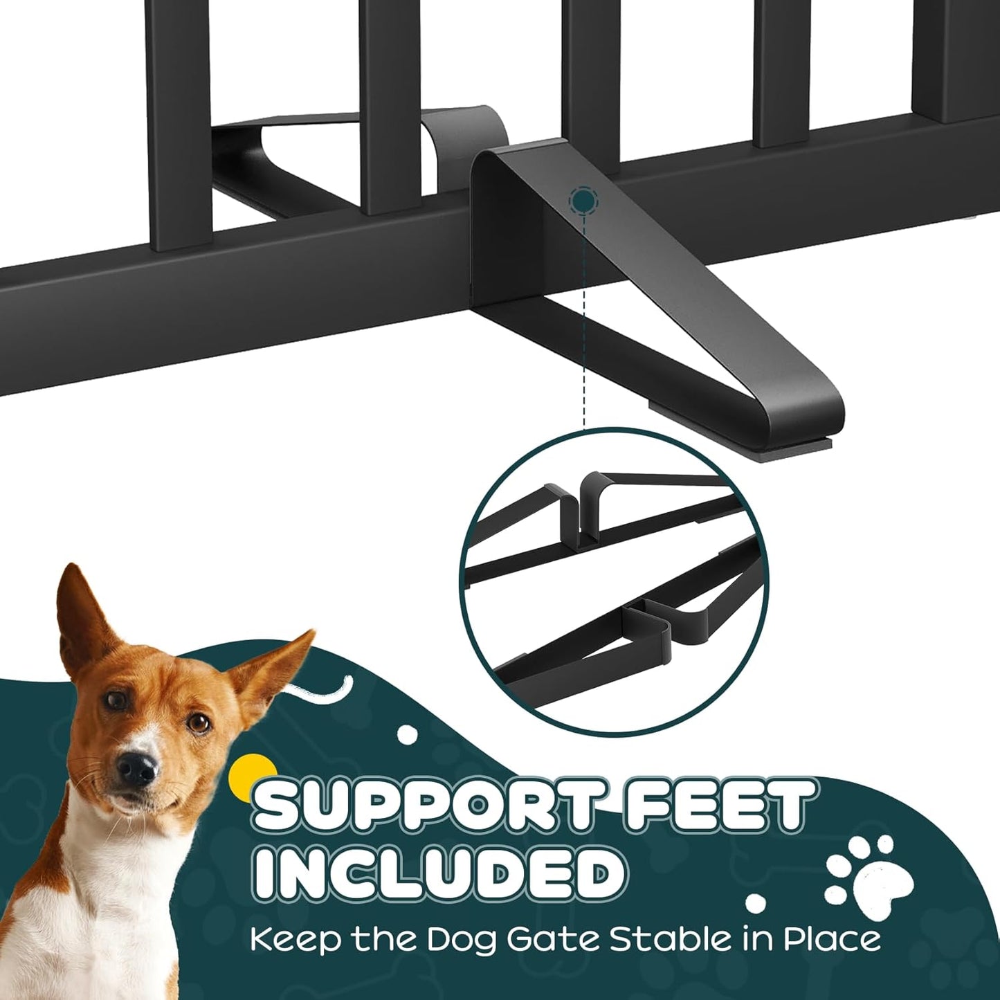 Freestanding Dog Gates Indoor, 3-Panel Pet Gates with 2 Metal Stands and 360° Hinge, 24" H Foldable Dog Gate for Stairs, Doorway, Kitchen, Expands Up to 55" Fully Assembled - Black Walnut