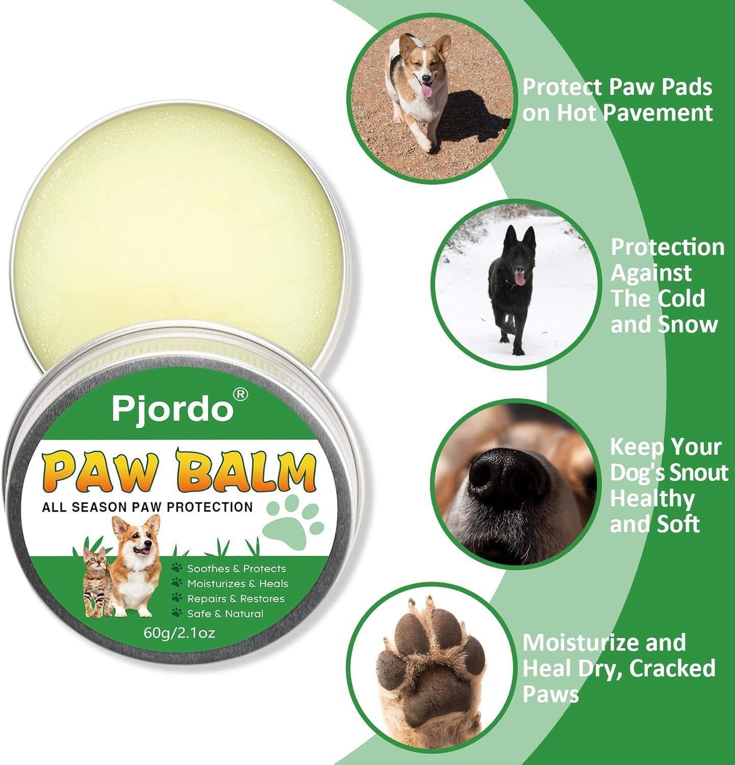 Pjordo Dog Paw Cleaner - No-Rinse Pet Paw Cleanser for Dogs, Repairs Dry Cracked Paws, Protector Kit for Pet Foot Care
