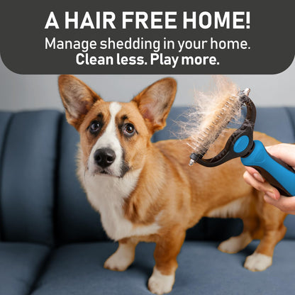 Maxpower Planet Dog Rake and Dog Hair Brush - Gently Removes Loose Undercoat, Mats and Tangled - Deshedding Grooming Tool for Dogs & Cats - Self Cleaning Slicker Brush - All Hair Types