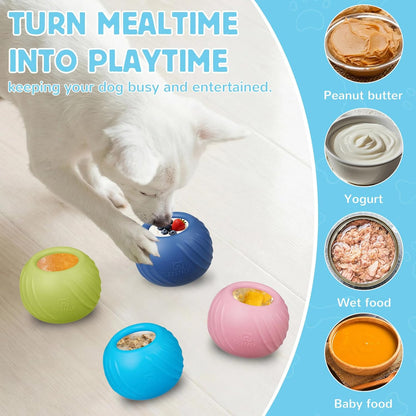 Long-Lasting Dog Lick Toy, Wobbly Dog Enrichment Lick Bowl to Keep Dogs Busy, Interactive Stuffable Dog Treat Feeder for Boredom, Silicone Treat Dispensing Chew Toy(Dark Blue,S)