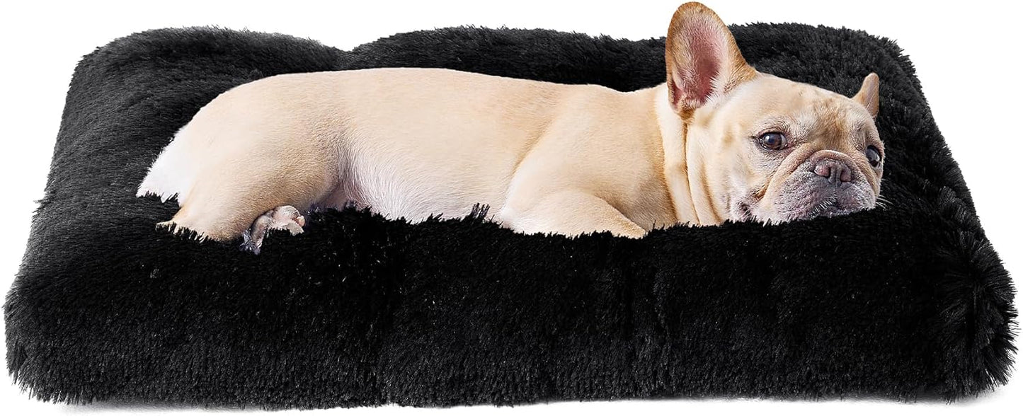 EHEYCIGA Fluffy Dog Crate Bed for Medium Dogs, Plush Faux Fur Crate Pad, Calming Anti Anxiety Medium Dog Bed, Washable Soft Warm Crate Mat with Non-Slip Bottom