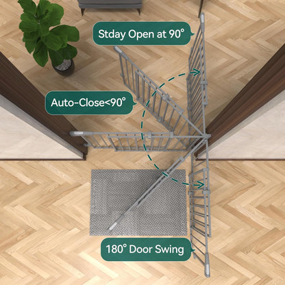 Babelio Baby Gate for Stairs, Kitchen & Doorways, 26-43" W 28" H No Bottom Bar| Easy Installation| One-Handed Operation| Auto-Close| Hardware Mount (Drill Needed) Safety Dog/Pet Gate Indoor (White)