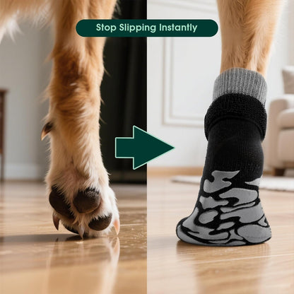 Kuoser Non-Slip Dog Socks, 2 Pairs Socks to Prevent Licking Paws, Paw Protectors for Hot Pavement, Hardwood Floors, Traction Control for Small, Medium, Large Dogs
