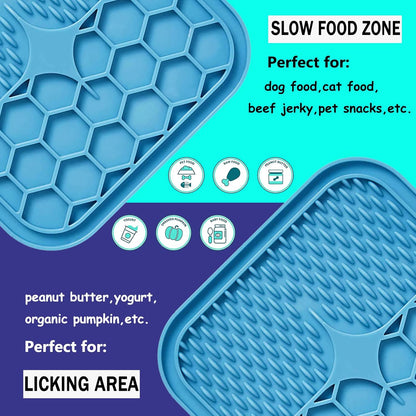 Lick Mat for Dogs, Dog Lick Mat with Suction Cups for Anxiety, Peanut Butter Dog Licking Mat Slow Feeder Dispensing Treater Lick Pad for Dogs Cats Grooming Bathing and Training (Grey)