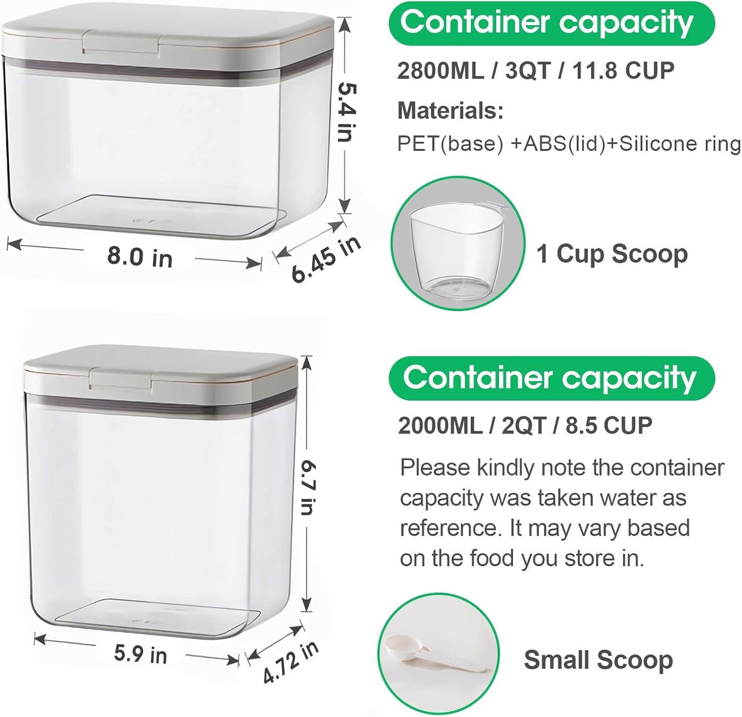TBMax Dog Cat Food Storage Container 6-8 Lbs with Easy-Carrying Handles, Stackable Pet Food Dog Treat Container with Pop Up Lids, Airtight Food Storage Bin for Kitchen Organization