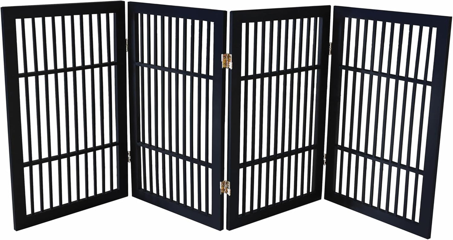 Urnporium Freestanding Wooden Dog Gate for Doorways – Foldable Acacia Wood Pet Gate, No Drill Portable Indoor/Outdoor Puppy Fence Barrier (White Pet Gate, 3 Panel 24" Tall)