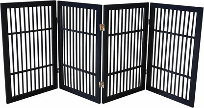 Urnporium Freestanding Wooden Dog Gate for Doorways – Foldable Acacia Wood Pet Gate, No Drill Portable Indoor/Outdoor Puppy Fence Barrier (White Pet Gate, 3 Panel 24" Tall)