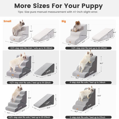 Gardner Pet 4-Step Dog Stairs for Small Dogs 18.5" H, Curved 4-Step Pet Stairs, Dog Steps for High Bed (18-20 in), Couch with Durable Non-Slip Waterproof Fabric Cover and CertiPUR-US Certified Foam