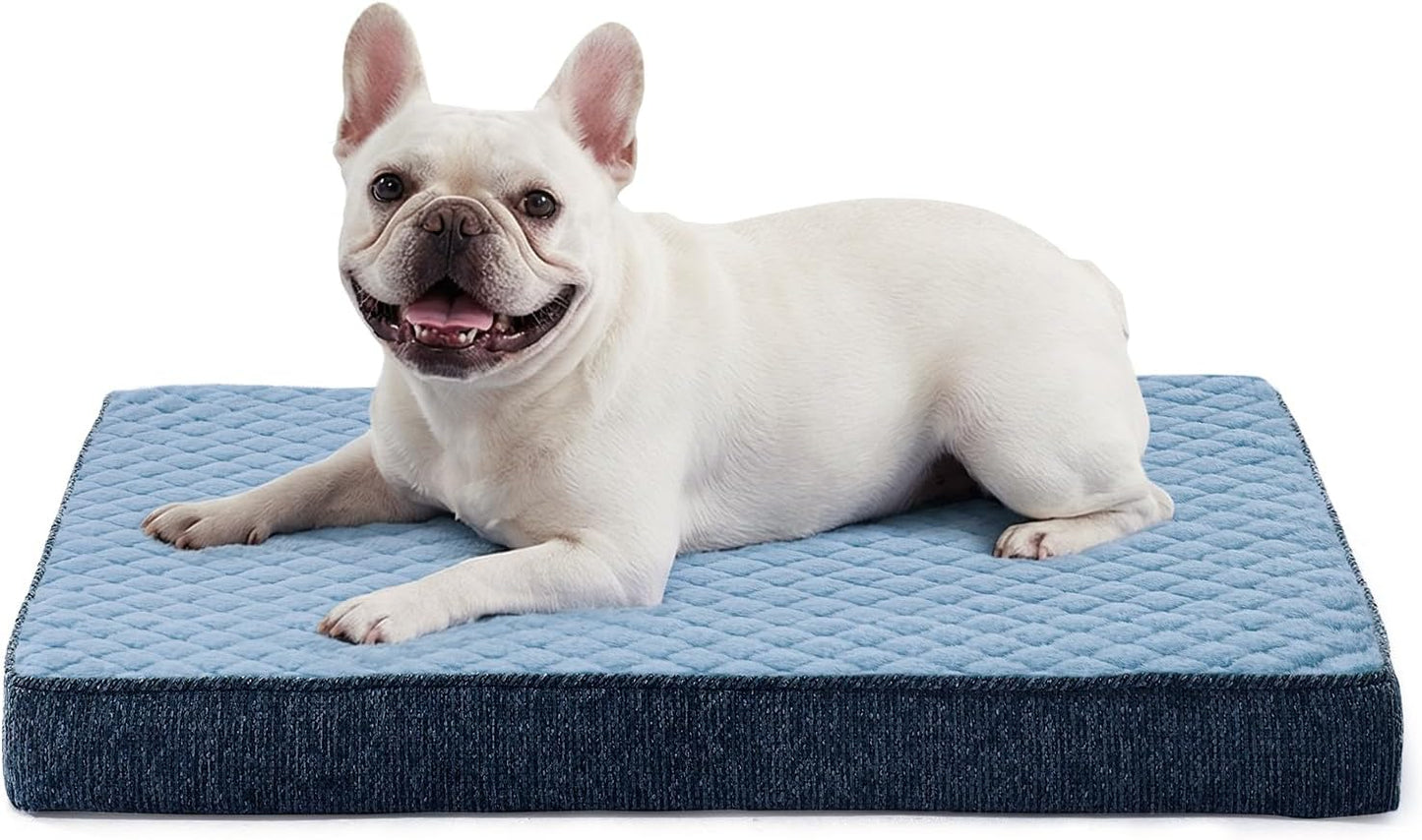 JOEJOY XL Dog Beds Large Sized Dog, Orthopedic Big Dogs Crate Bed with Washable Removable Cover, Extra Thick Egg-Crate Memory Foam Pet Beds up to 80 lbs, Grey, 41"x27"
