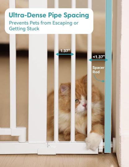 No Pawblems Upgraded 71" Extra Tall Pet Gate for Cat, 29-43" Auto Close Cat Gate for Doorways/Stairs/Hallways, NO Drilling Pressure Mounted, 1.37" Pet-Safe Gap (Black, 71" Tall, 29-43" Wide)