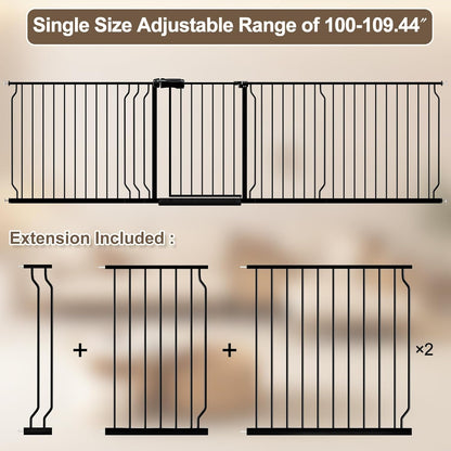 WAOWAO Baby Gate 71.65-85.03" Extra Wide Pressure Mounted Walk Through Swing Auto Close Safety Metal Black Toddler Kids Child Dog Pet Puppy for Stairs,Doorways,Kitchen