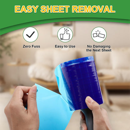 Lint Roller Pet Hair Value Pack of 250 Sheets, Extra Sticky Lint Remover for Dog & Cat Fur, Clothes, Furniture, Couches Reusable Lint Remover for Fuzz, Fluff & Hair(White)