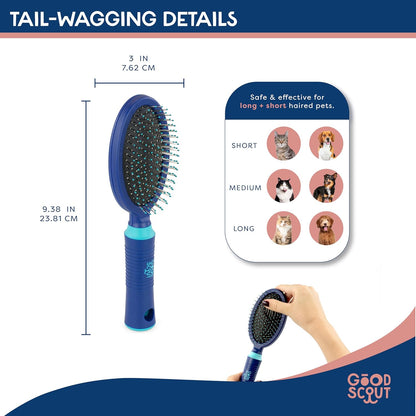 Good Scout 2-Piece Deshedding Tool Set with Self-Cleaning Slicker Brush & Dual-Head for Dogs & Cats, Gentle, Safe & Effective Grooming Tool for Short or Long Haired Animals