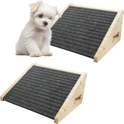 Dog Ramp for Stairs, Wooden Low-Angled Pet Ramps with Anti-Slip Carpet Surface, Step and Stair Assist for Small Dog & Cats, Injured & Aged Pets (1 Pack)