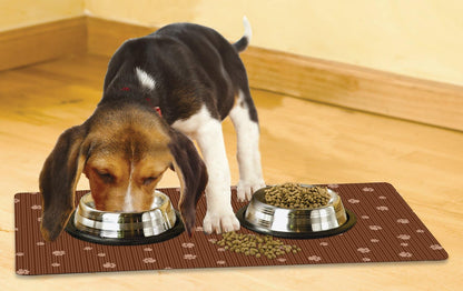 Drymate Pet Bowl Placemat, Dog & Cat Food Feeding Mat - Absorbent Fabric, Waterproof Backing, Slip-Resistant - Machine Washable/Durable (USA Made) (12” x 20”) (Indigo)