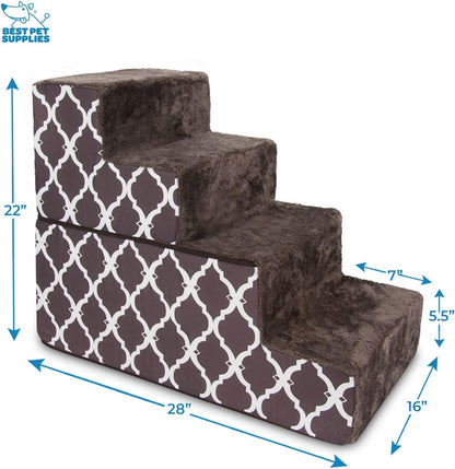 Best Pet Supplies Dog Stairs & Steps - Foam Steps for Small Dogs & Cats, Non-Slip Indoor Balanced Pet Step Support, Dog Ramp, No Assembly, Ash Gray Linen, 2-Step (12-inch Height)