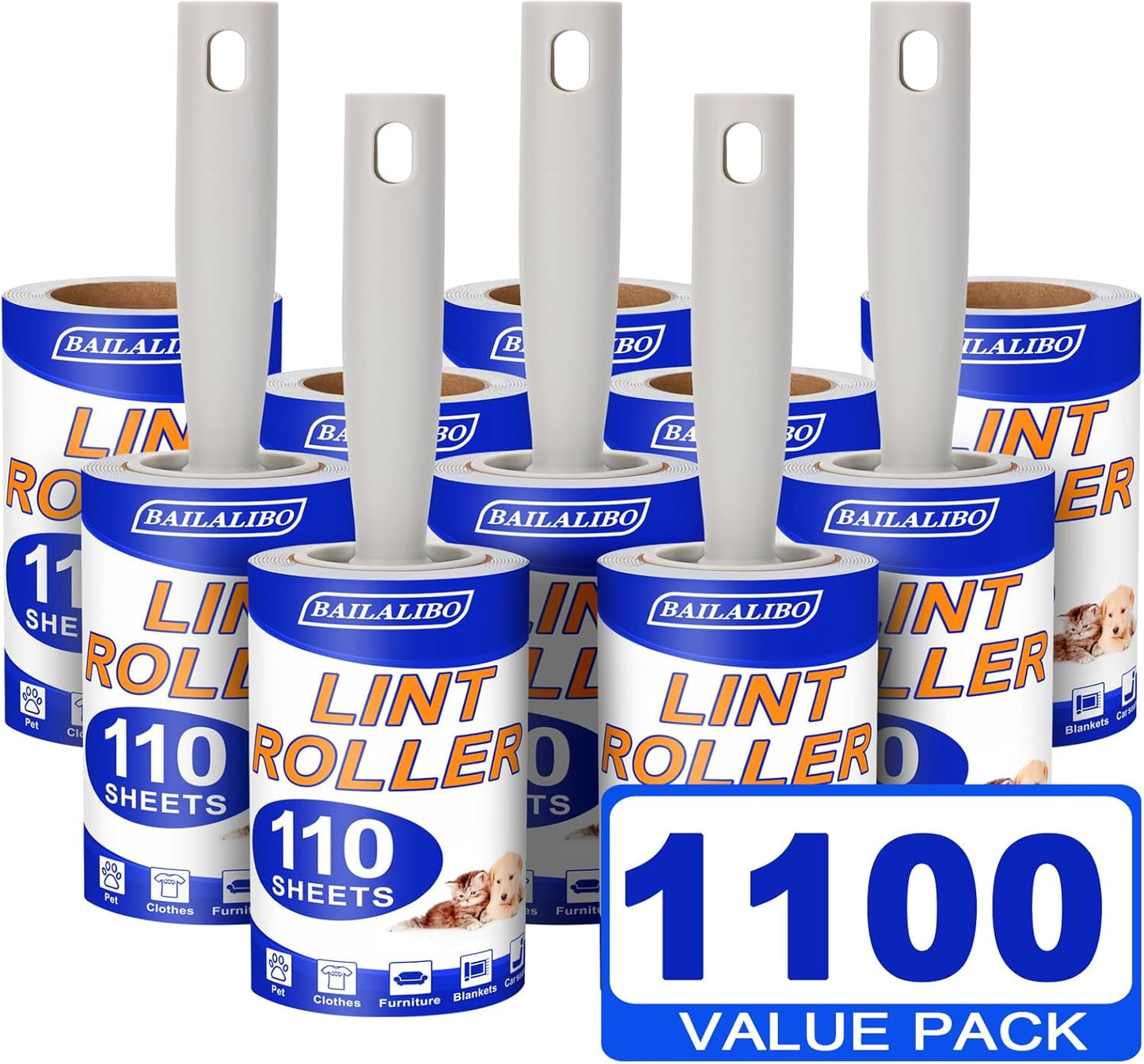Lint Rollers for Pet Hair Extra Sticky, 220 Sheets Mega Value Set, Lint Remover for Clothes, Couch, Carpet, Dog & Cat, Furniture, Mini Travel Refills, for Daily Cleaning Tool