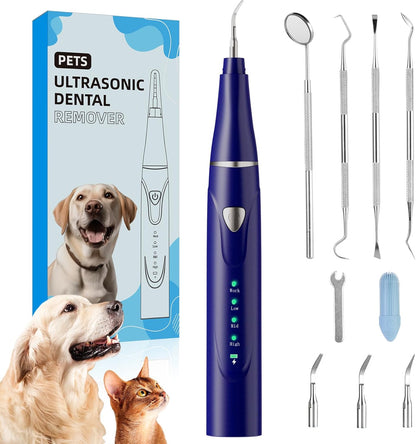 Plaque Remover for Teeth, Pet Ultrasonic Cleaner, Dog Plaque and Tartar Remover with LED Light, Dog Teeth Cleaning Dental Care Kit for Tartar and Stains, Suitable for Dogs and Cats (Black)