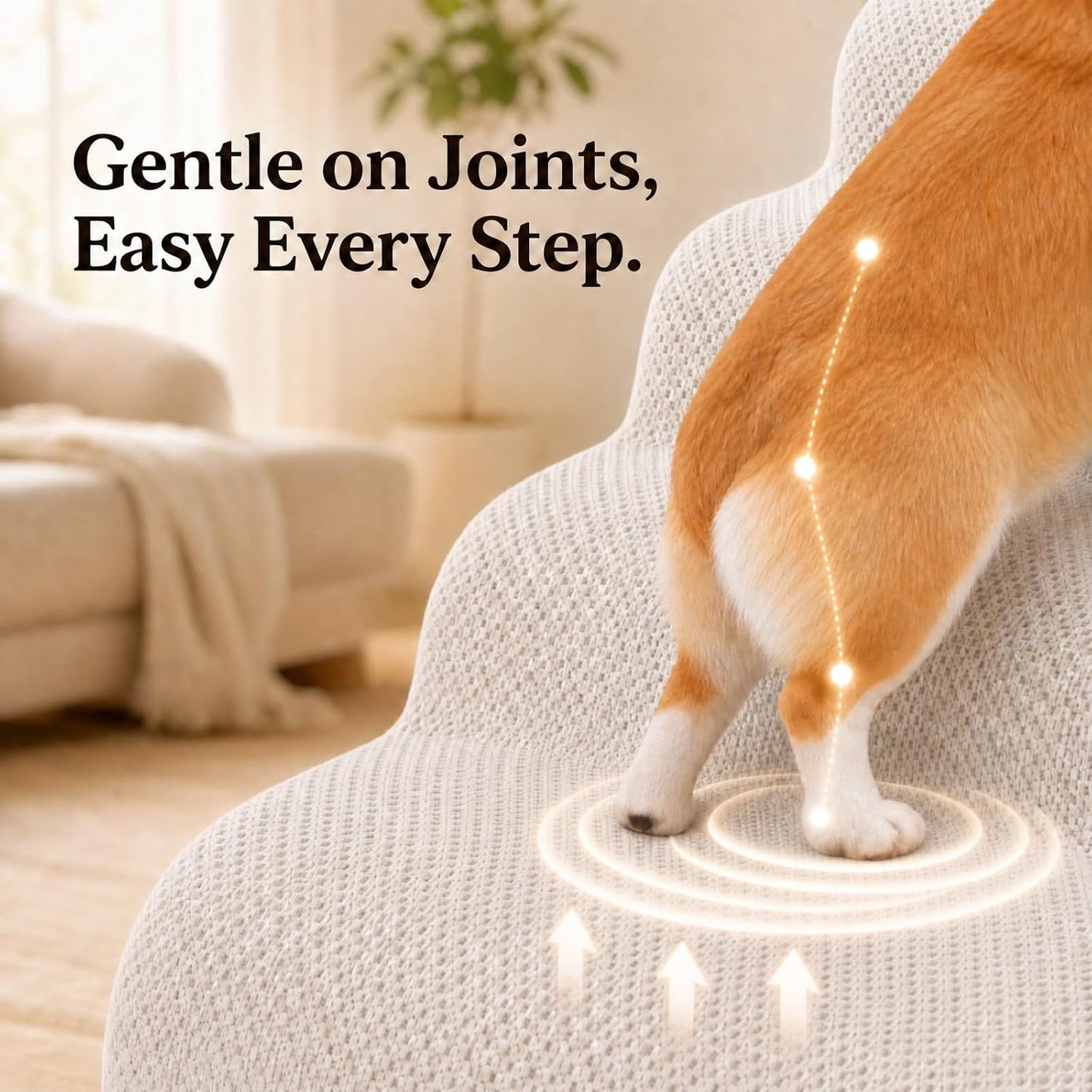 Dog Ramp for Bed,Pet Ramp for High Bed,Dog Stairs for Small & Medium Dogs,Curved Non-Slip Ladder for Older Dogs & Cats,24.4" H,5-Step (Gray)