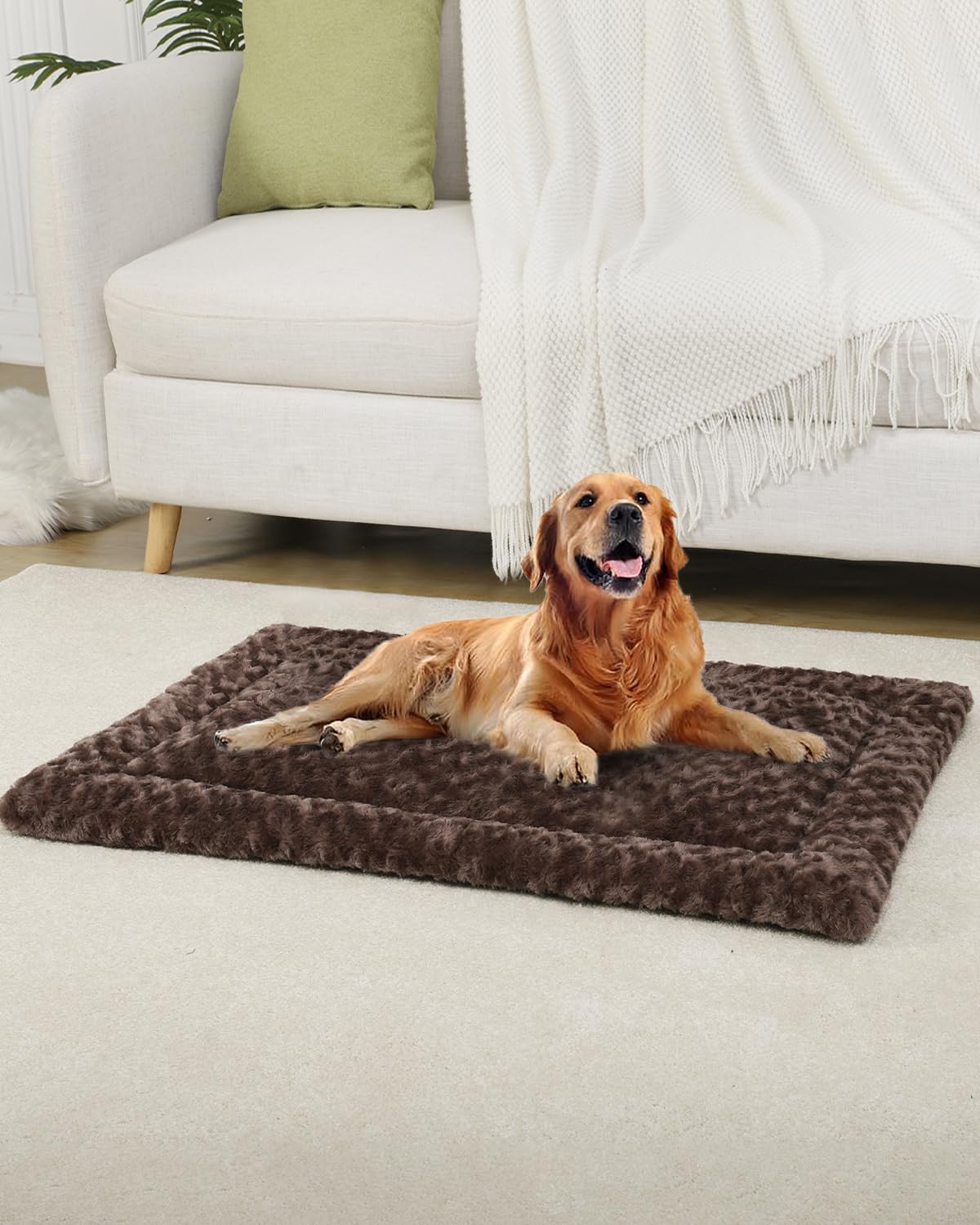 Washable Dog Bed Mat Ultra Soft Dog Crate Pad Comfy Fluffy Pet Kennel Beds Sleeping Mattress for Large Jumbo Medium Small Dogs, 36 x 23 Inch, Gray