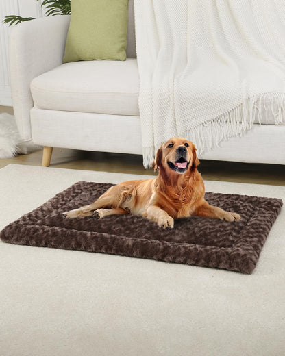 Washable Dog Bed Mat Ultra Soft Dog Crate Pad Comfy Fluffy Pet Kennel Beds Sleeping Mattress for Large Jumbo Medium Small Dogs, 36 x 23 Inch, Gray