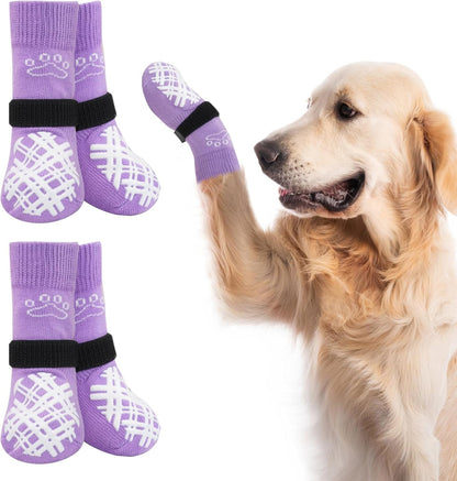 BEAUTYZOO Dog Socks to Prevent Licking Paws -Dog Shoes for Hot Pavement & Hardwood Floors Anti Slip, Traction Control Boots & Paw Protectors with Double Side Grips for Small Medium Large Senior Dogs