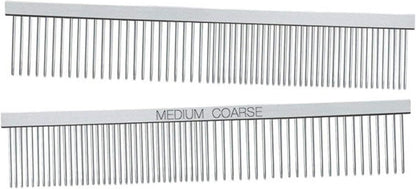 Master Grooming Tools Greyhound Combs — European-Style Combs for Grooming Dogs - Medium/Coarse, 7½",Chrome