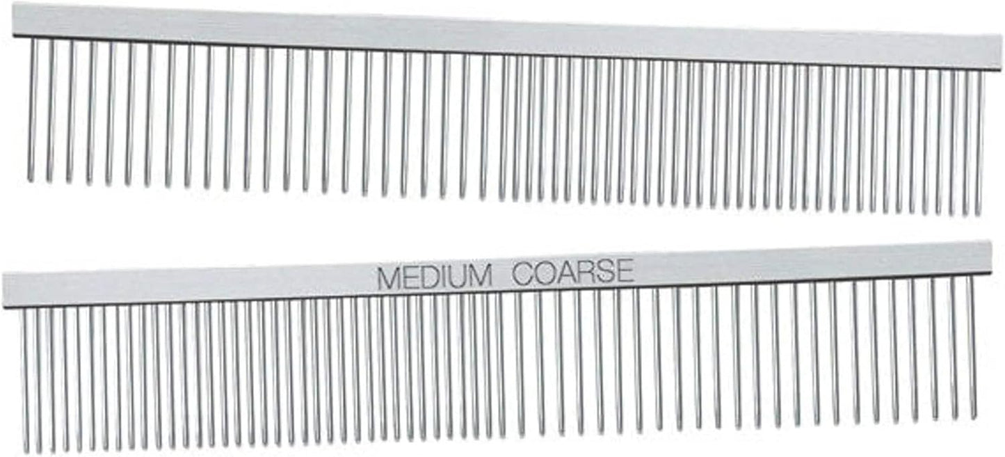 Master Grooming Tools Greyhound Combs — European-Style Combs for Grooming Dogs - Medium/Coarse, 7½",Chrome