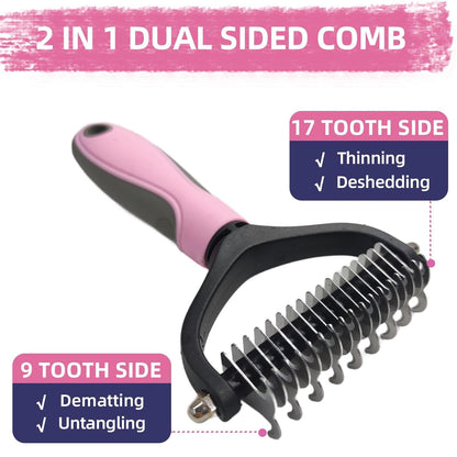 Dog Brush for Shedding,6 PCS in One Pet Slicker Hair Brush Kit Organizer Bag - Dog Cat Grooming Deshedding Undercoat Rake Brush Comb for All Small Large Dogs Cats Grey