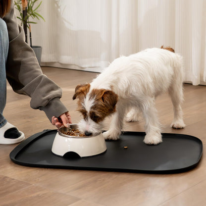 Conlun Dog Food Mat,1/2 Inch Raised Edges Cat Feeding Mat,BPA-Free Silicone Pet Mats for Floor Waterproof,Rubber Placemats for Food and Water Bowls(Natural Tan,18.9"x11.8")