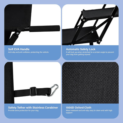Foldable Dog Stairs for Car SUV Truck, Portable Dog Steps for Large Injured, Pet Ramp with Non-Slip Surface,Suitable for Sofas, Bed, Supports Up to 130 lbs, 5 Steps
