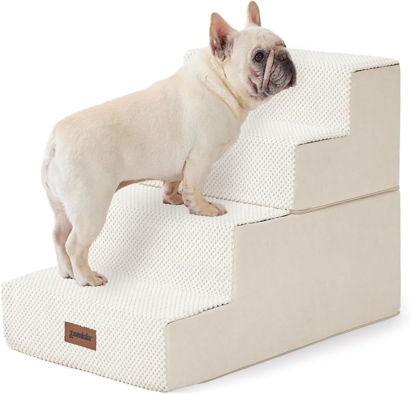 ZOMISIA Dog Steps for Couch - Pet Stairs for Small Dogs and Cats, Dog Steps with Non-Slip Bottom Grey 3 Steps, Grey