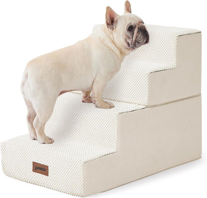 ZOMISIA Dog Steps for Couch - Pet Stairs for Small Dogs and Cats, Dog Steps with Non-Slip Bottom Grey 3 Steps, Grey