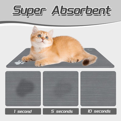 Le courant Dog Cat Feeding Mat,Water Absorbent, Non Slip Placemat for Pets Bowl and Water,100% Waterproof Feeding Mats for Multiple Breeds.Grey.Bone Printing