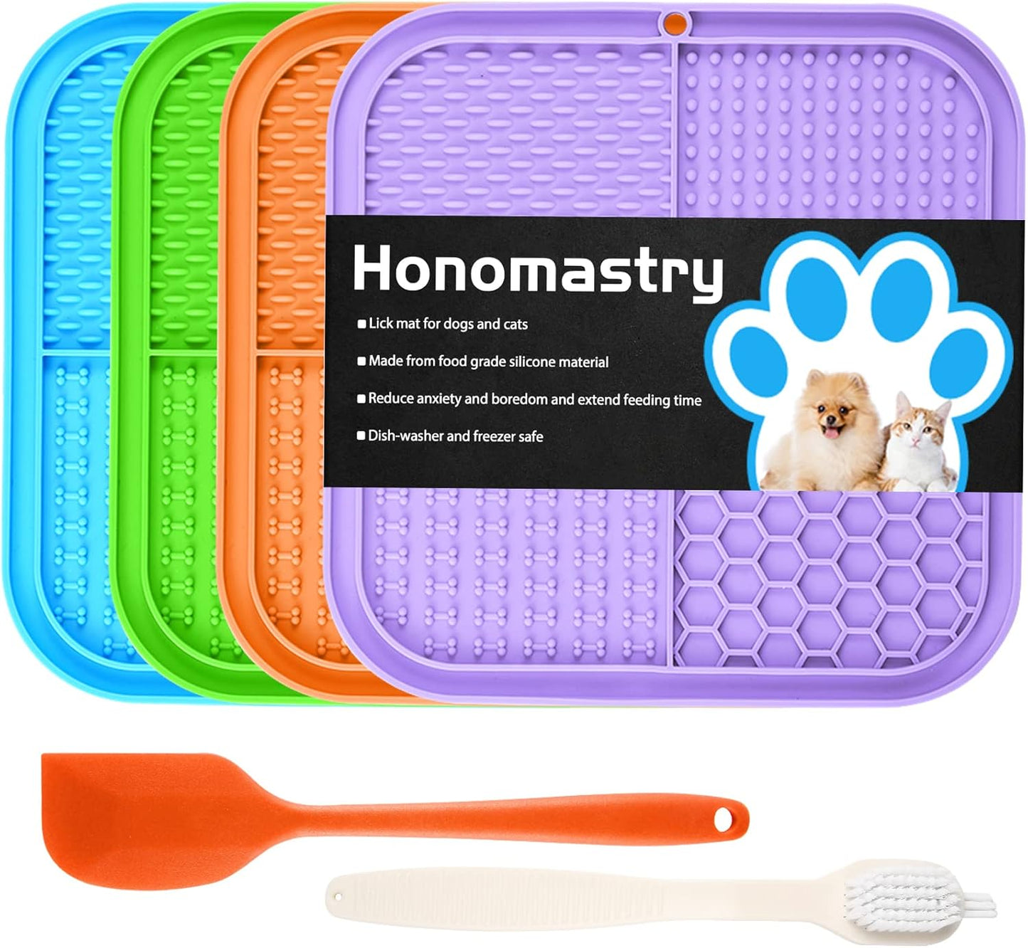 Honomastry Lick Mat for Dogs, Premium Lick Pad with Suction Cups for Dog Anxiety Relief, Slow Feeder Dog Bowls, Bathing, Grooming and Training.