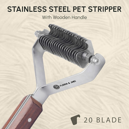 Flamia & Jabz Undercoat Rake for Dogs & Cats, Dematting Grooming Stripper Tool (14 Blades)