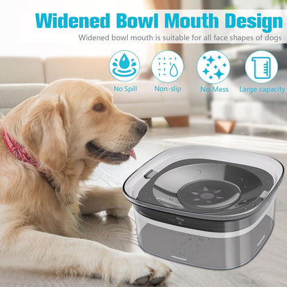 UPSKY 70oz Dog Water Bowl 2L No Spill Dog Bowls Large Capacity Spill Proof Slow Water Feeder, No Splash Pet Water Dispenser Vehicle Carried Travel Slow Drinking Bowl for Messy Drinkers