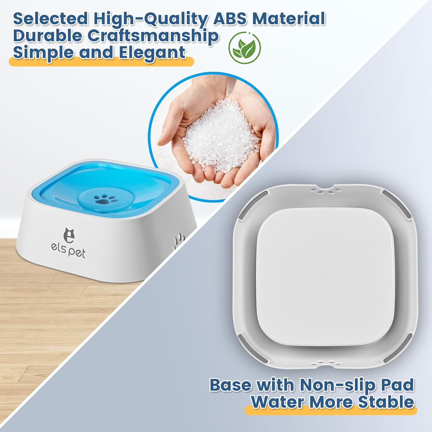 Dog Water Bowl no Spill, 35oz Slow Water Bowl for Dogs, BPA-Free, Anti-Splash & No-Slip Design, 1L Vehicle Carried Travel Spill Proof Pet Bowls, for Small Medium Cats and Pets. (White, 1L)