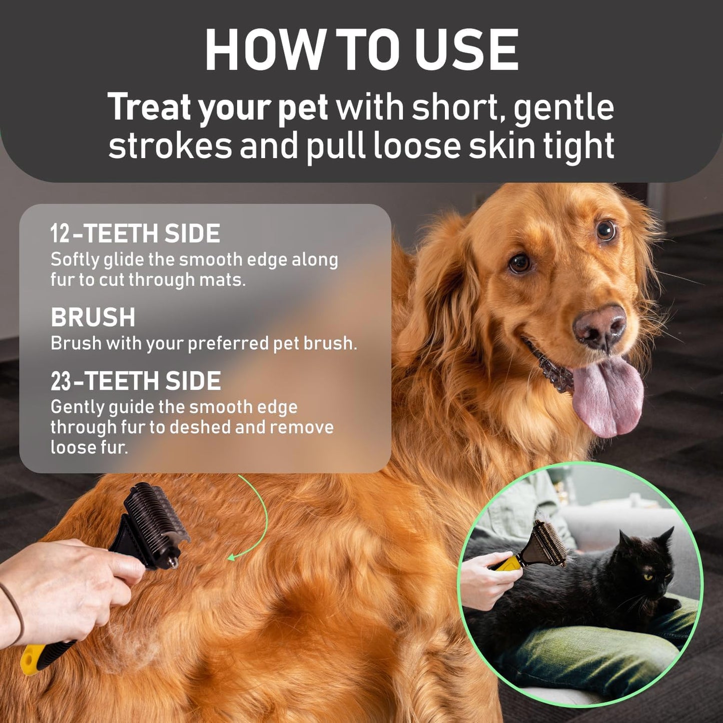 Pet Republique Dog Dematting Tool – Matt Splitters for Dogs, Cats, Rabbits, Long Haired Breed Pets – Effective Pet Dematting, Mat Remover, De-Matting Comb, or Dematter (6+11 Teeth)