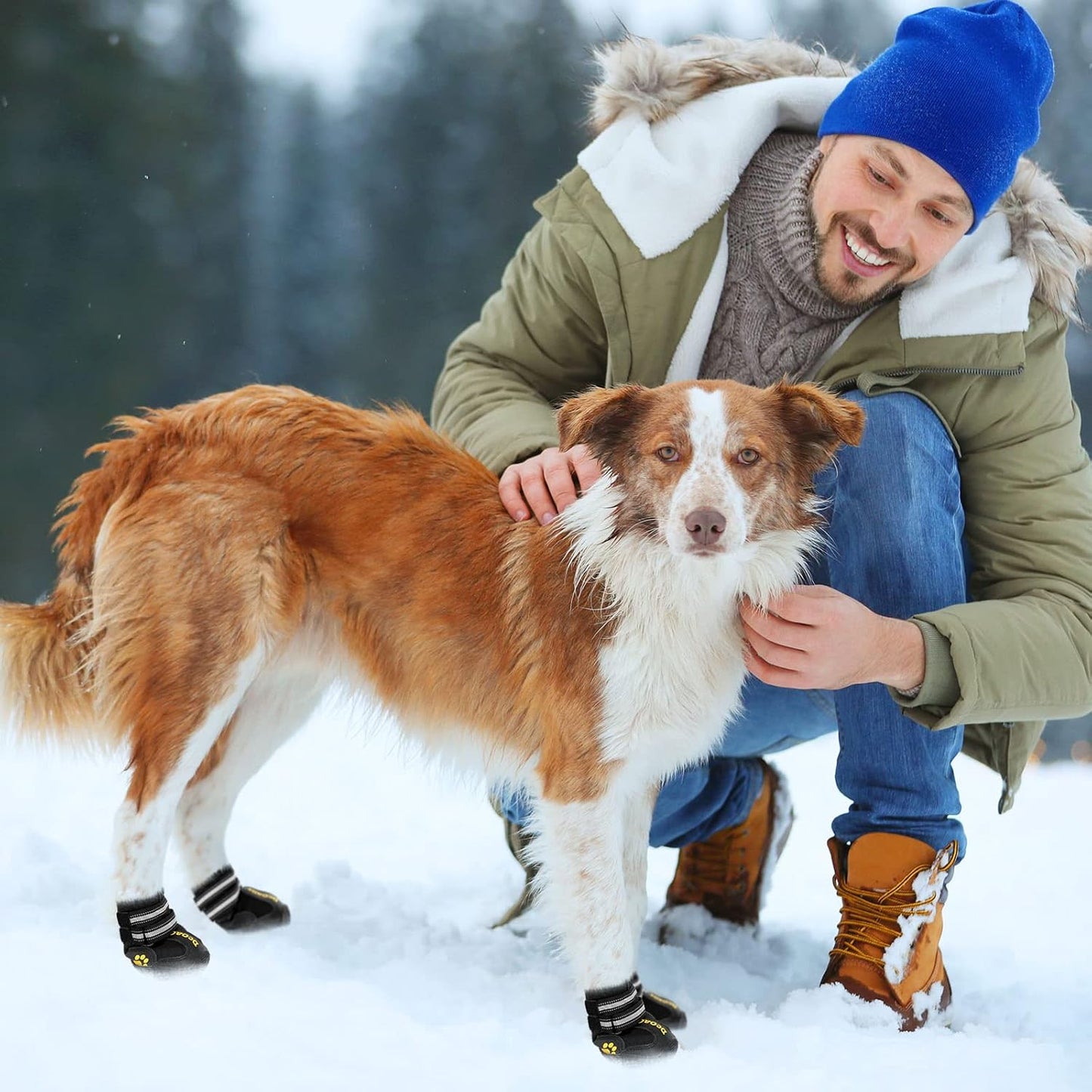 DcOaGt Dog Shoes for Large Dogs, Waterproof Anti-Slip Dog Boots & Paw Protectors for Summer Hot Pavement Winter Snow, Breathable and Reflective Dog Booties for Hiking/Walking/Outdoor/Floor