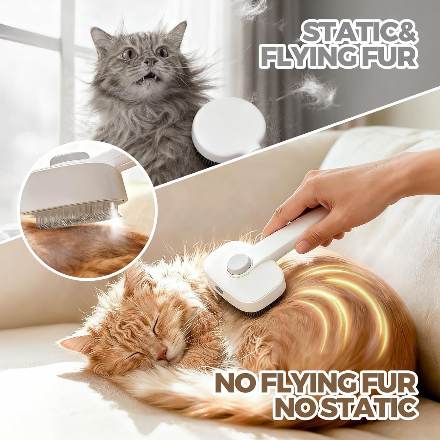 3 in 1 Pet Brush Set for Cats & Dogs - Self Cleaning Deshedding Brush & Slicker,Hair Remover Tool for Indoor Cats Long/Short Hair Pets