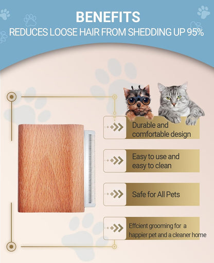 Dog Brush for Shedding | Pet Hair Removal Tool, Cat Grooming Supplies, Deshedding Dog Brush | Combs for cleaning & grooming short and long hair (4.3 Inch (M))