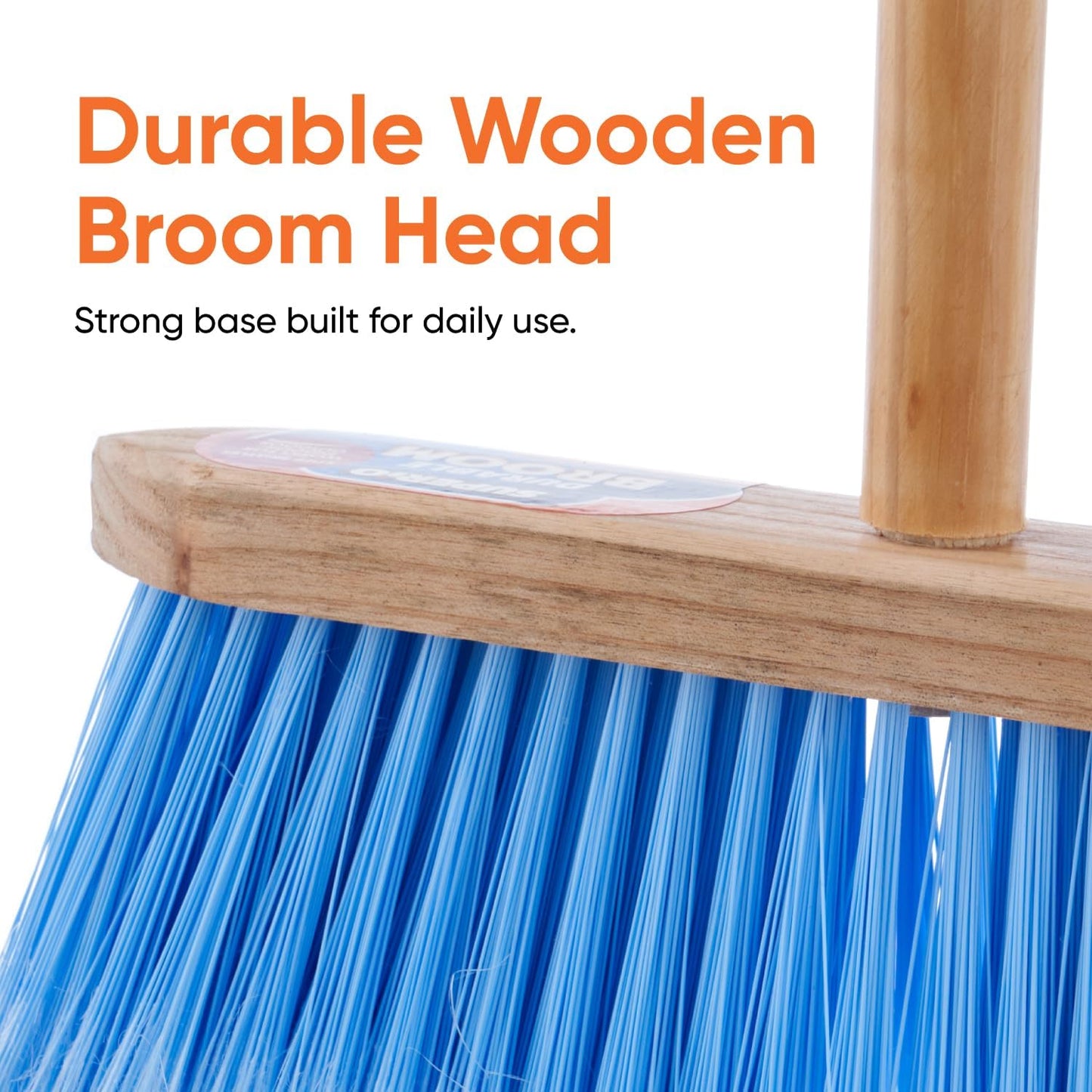 Superio Kitchen and Home Horsehair Broom With Wood Handle, Fine Premium Bristles - Heavy Duty Household Broom Easy Swiping Dust And Wisp Floors And Corners , 12" sweeping head