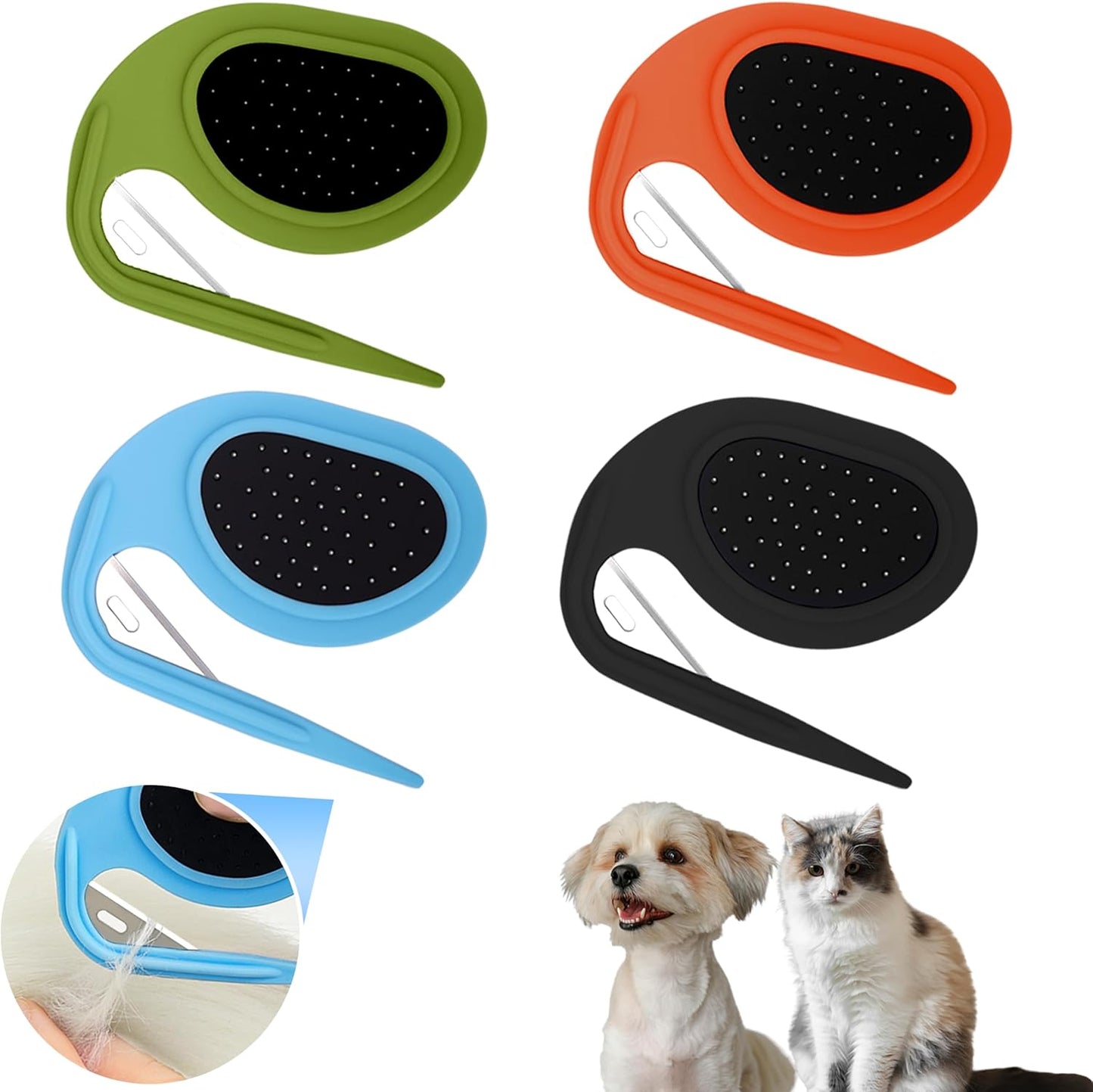 Double Row Undercoat Rake for Dogs & Cats - Wooden Handle Metal Dog Comb, Pet Grooming Dog Rake for Deshedding & Detangling